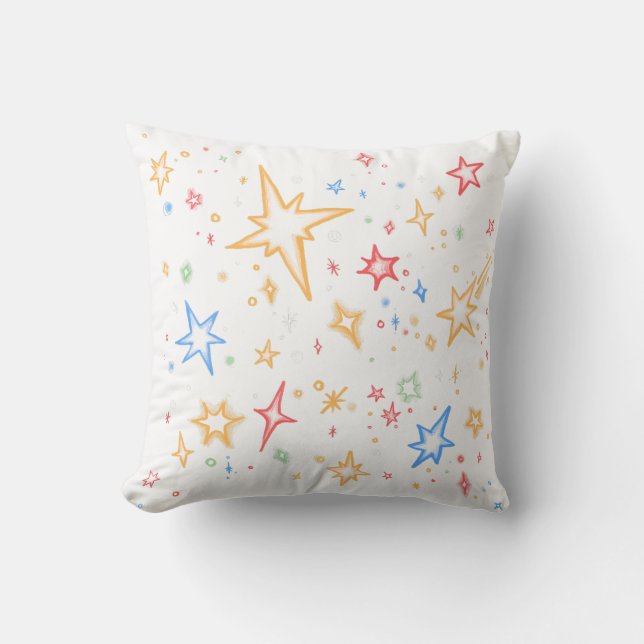 Rainbow stars throw pillow (Front)