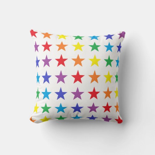 Rainbow Stars Throw Pillow