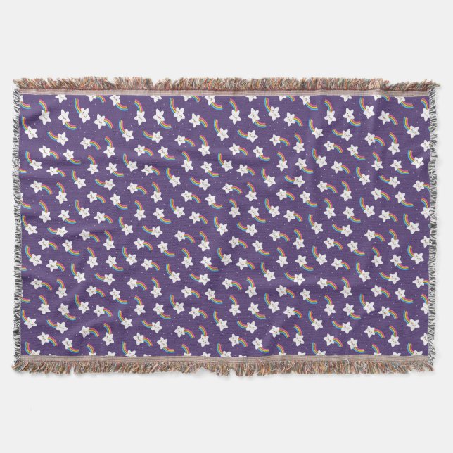 Rainbow Stars Throw Throw Blanket (Front)