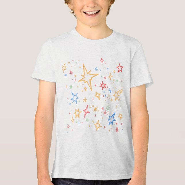 Rainbow stars Tri-Blend shirt (Front)
