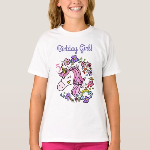 Rainbow Stars Unicorn Birthday Party Shirt