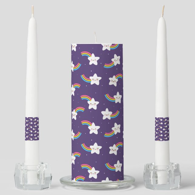 Rainbow Stars Unity Candle Set (Front)