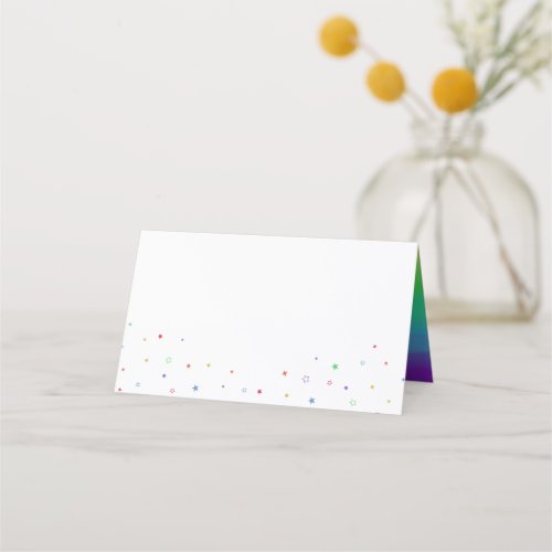 Rainbow Stars White Background Place Card