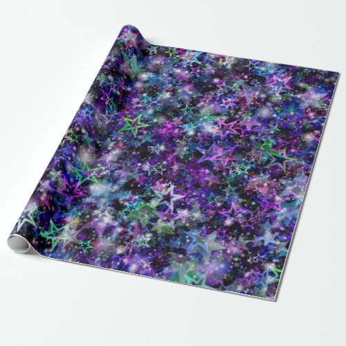 rainbow stars wrapping paper