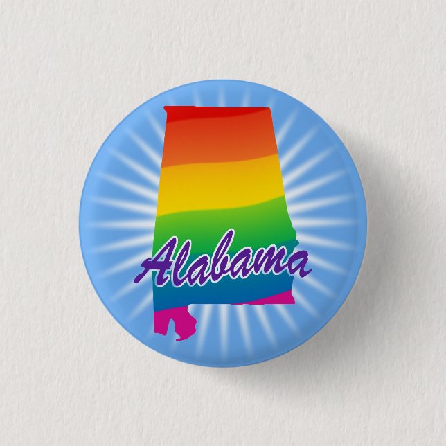 Rainbow State Of Alabama Pinback Button (Front)
