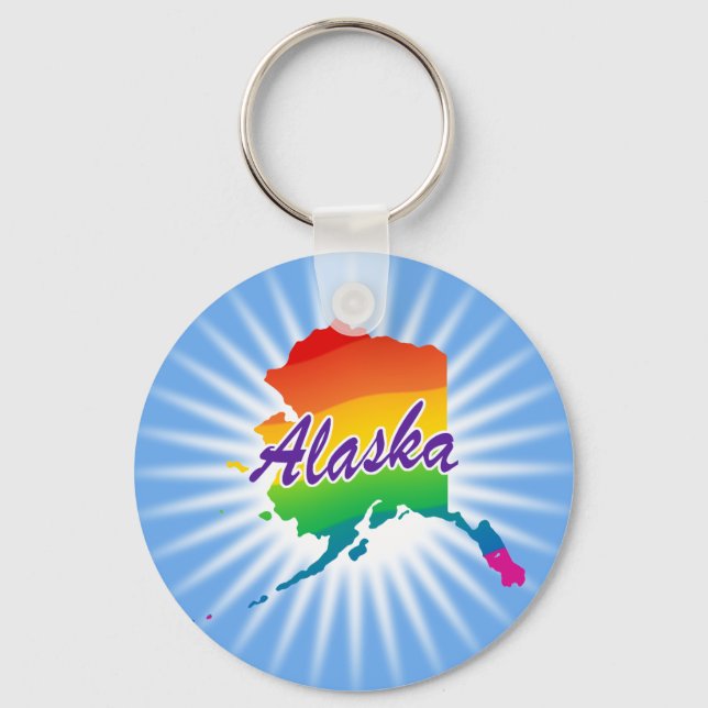 Rainbow State Of Alaska Keychain (Front)