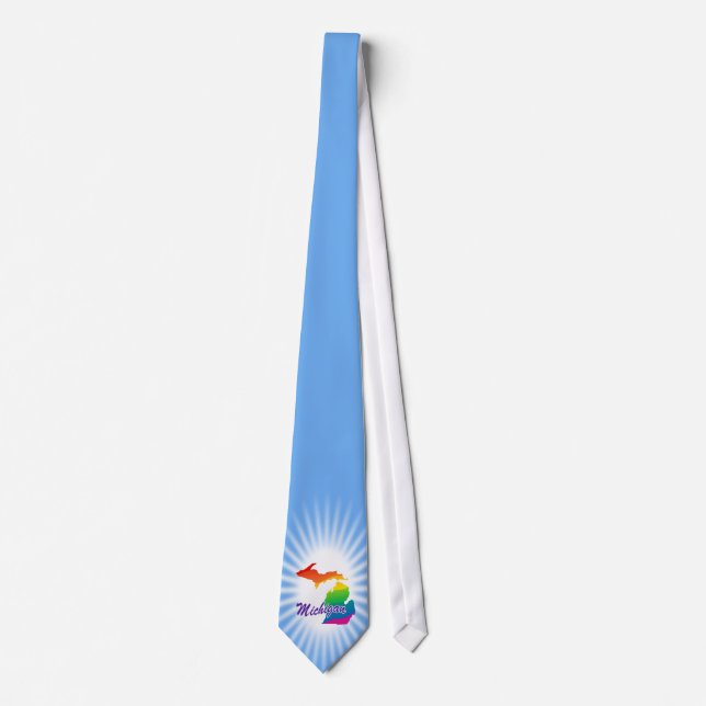 Rainbow State Of Michigan Neck Tie (Front)
