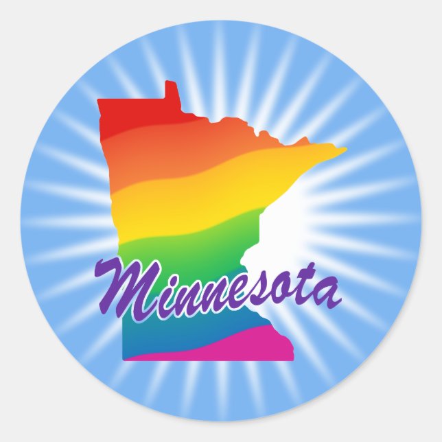 Rainbow State Of Minnesota Classic Round Sticker (Front)