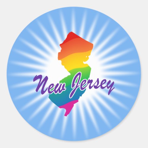 Rainbow State Of New Jersey Classic Round Sticker