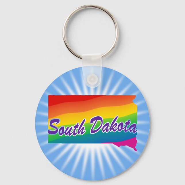 Rainbow State Of South Dakota Keychain (Front)