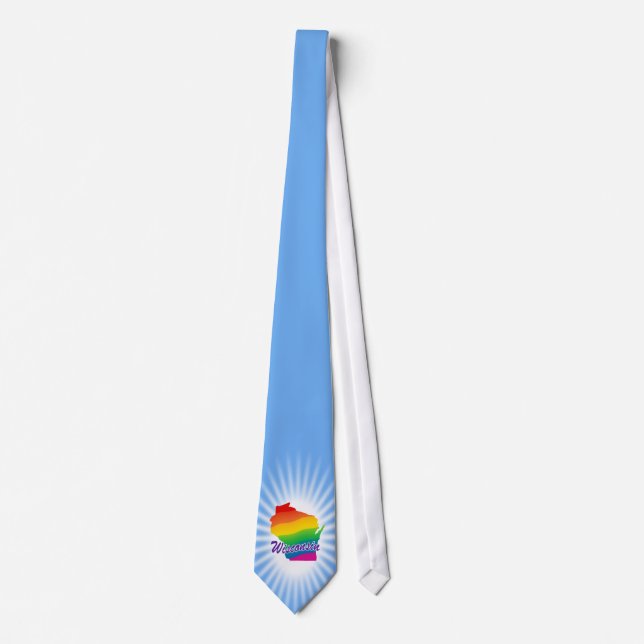 Rainbow State Of Wisconsin Neck Tie (Front)