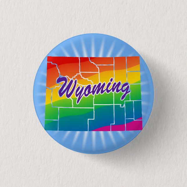 Rainbow State Of Wyoming Button (Front)