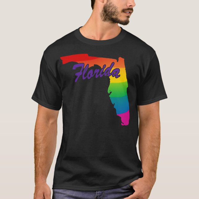Rainbow State Outline Florida T-Shirt (Front)