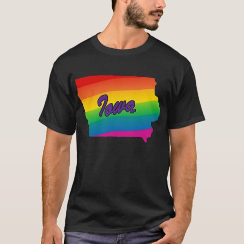 Rainbow State Outline Iowa T_Shirt