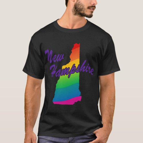 Rainbow State Outline New Hampshire T_Shirt