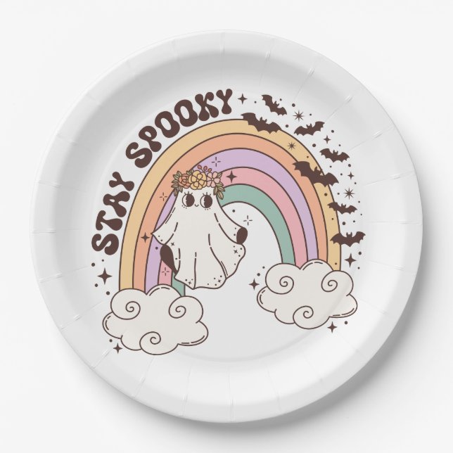Rainbow Stay Spooky Paper Plates (Front)