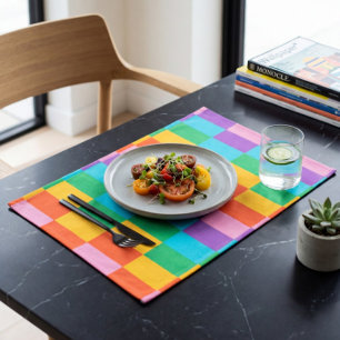 Rainbow Steps Blocks Pattern Cloth Placemat