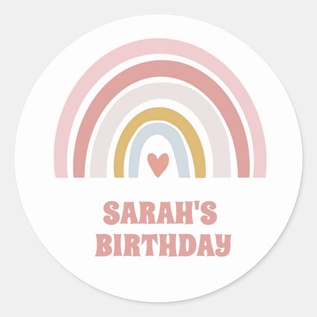 RAINBOW STICKER PASTLE PINK CUSTOM TEXT (Front)