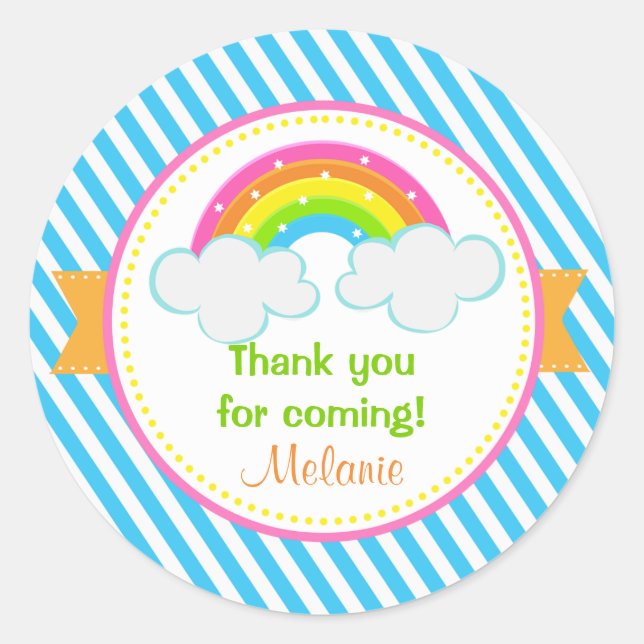 Rainbow Stickers - Birthday Thank You Favor (Front)