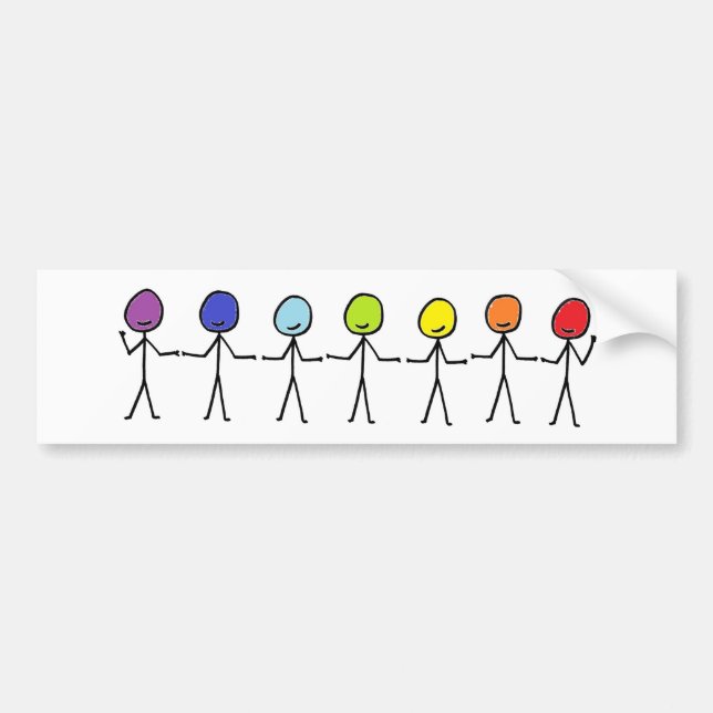 Rainbow Stickmen Bumper Sticker (Front)