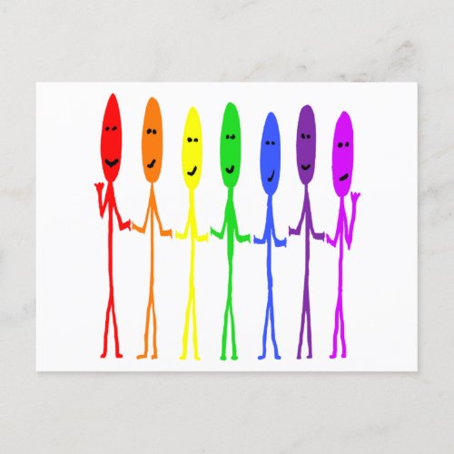 Rainbow Stickmen Postcard