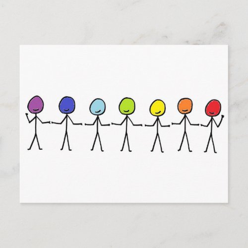 Rainbow Stickmen Postcard