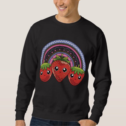 Rainbow Strawberries Kawaii Red Berry Fruit Strawb Sweatshirt