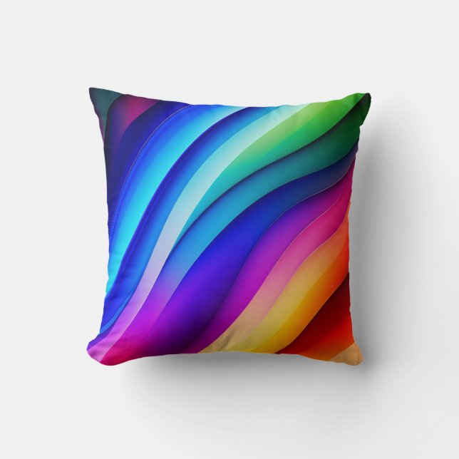 Rainbow Streaks Throw Pillow (Front)