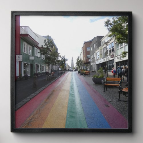 Rainbow Street in Reykjavík Iceland Peel And Stick Photo Tile
