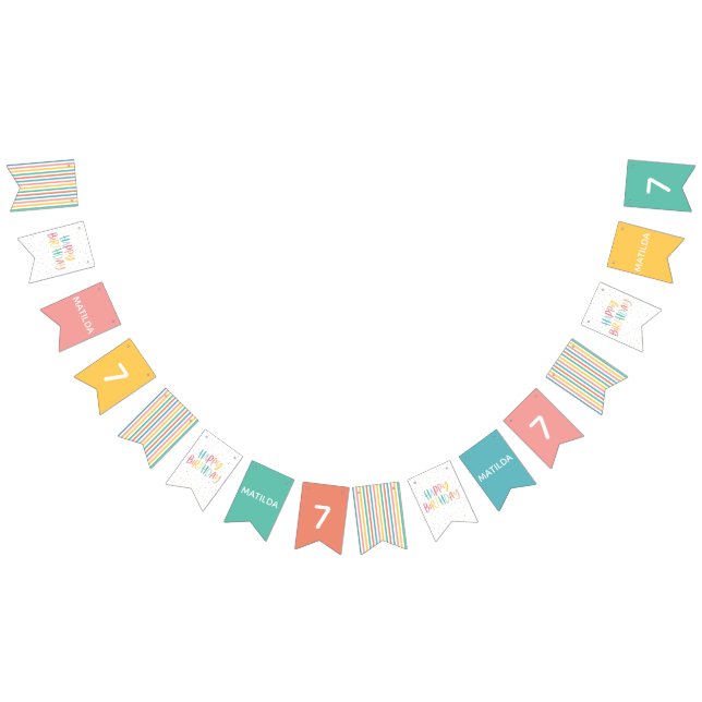 Rainbow stripe and spot birthday bunting flags (All)