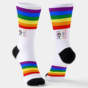 Rainbow Stripe AOSA AWSF Pride Crew Socks