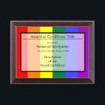 Rainbow Stripe Award Plaque<br><div class="desc">Recognize someone special with this colorful Award Plaque in a Rainbow of colors. This unique award is perfect for Pride, the LGBT Community Service, Charitable Organizations, Unicorn Fanatics or for someone who just loves color! Colors in red, orange, yellow, green, blue and purple violet. Text can be modified. Personalize -...</div>