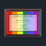 Rainbow Stripe Award Plaque<br><div class="desc">Recognize someone special with this colorful Award Plaque in a Rainbow of colors. This unique award is perfect for Pride, the LGBT Community Service, Charitable Organizations, Unicorn Fanatics or for someone who just loves color! Colors in red, orange, yellow, green, blue and purple violet. Text can be modified. Personalize -...</div>