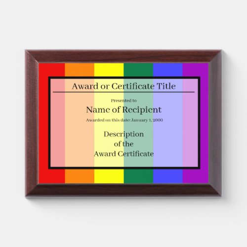 Rainbow Stripe Award Plaque