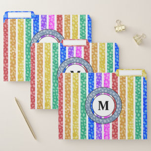 Rainbow Stripe Bright and Colorful Monogram File Folder