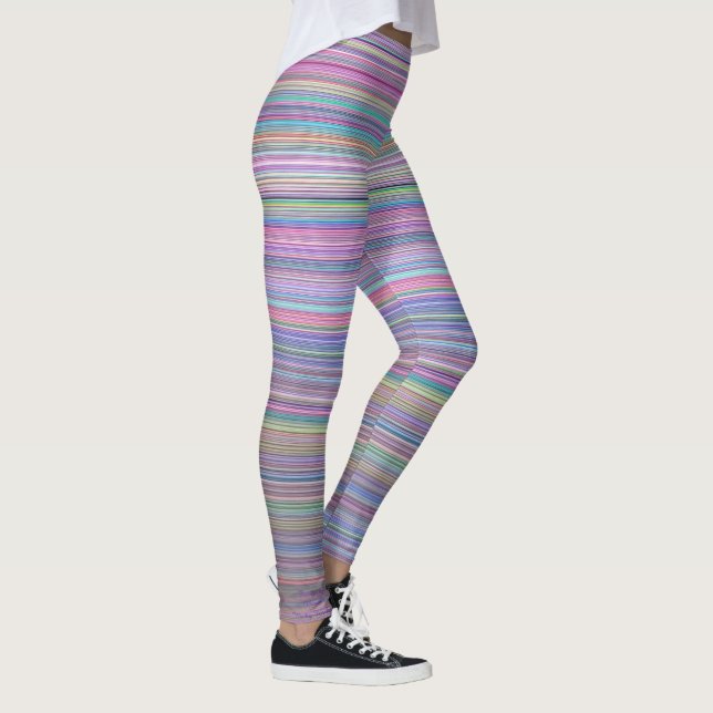 Rainbow Stripe Broken Flatscreen TV Photo Leggings (Right)