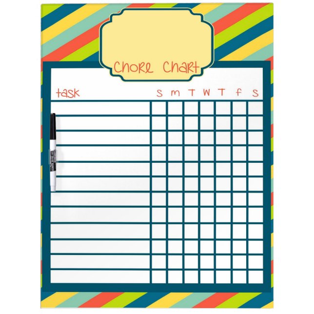 Rainbow Stripe Chore Chart Dry Erase Board (Front)