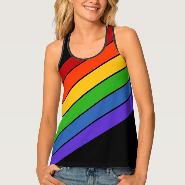 Rainbow Stripe Diagonal Tank Top (Front)