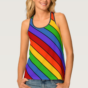 rainbow stripe diagonal tank top