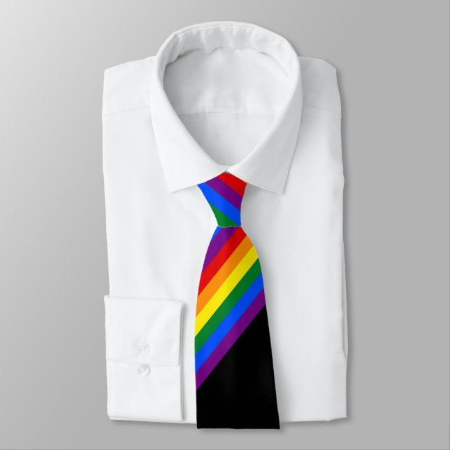 Rainbow Stripe Gay Pride Business Office Work Neck Tie (Tied)
