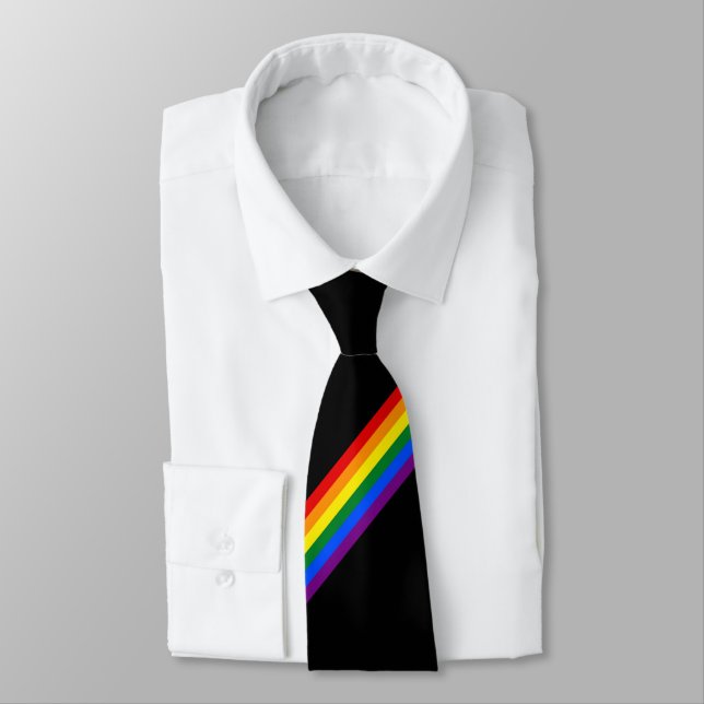 Rainbow Stripe Gay Pride Business Office Work Neck Tie (Tied)
