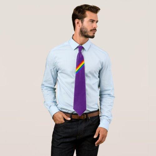 Rainbow Stripe Gay Pride Business Wedding Purple Neck Tie