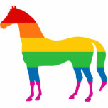 Rainbow Stripe Horse Cutout<br><div class="desc">An outline of a horse with rainbow colored stripes</div>