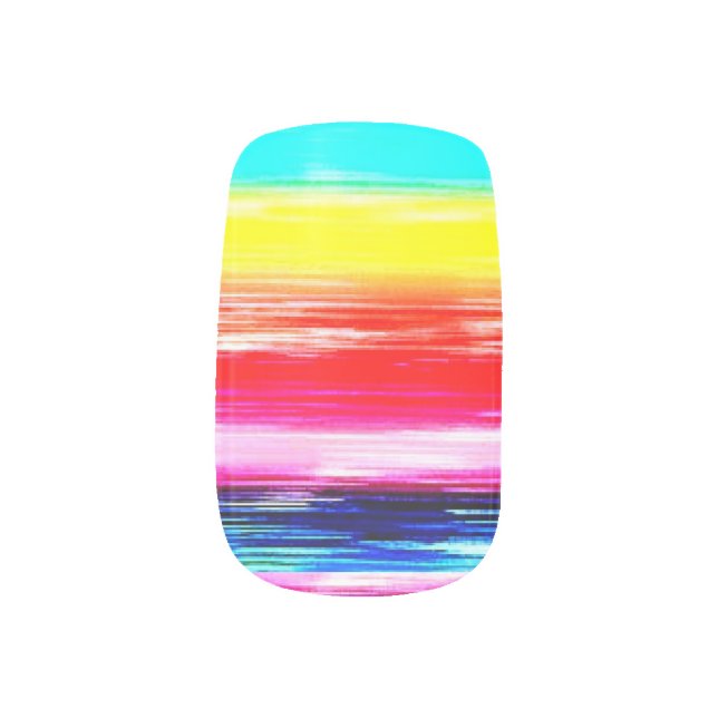 Rainbow Stripe Minx Nail Wraps (Left Thumb)