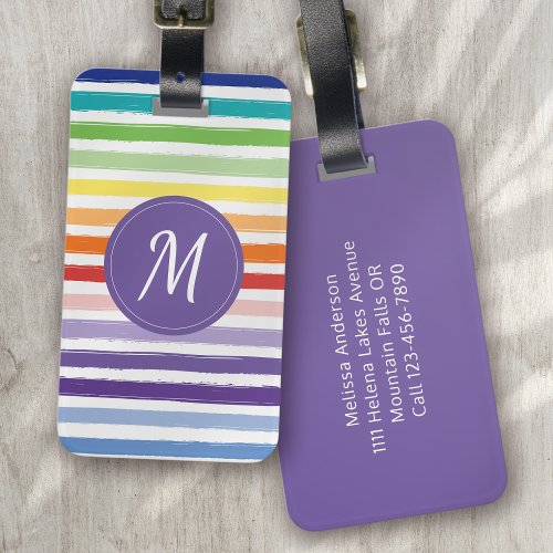 Rainbow Stripe Monogram Luggage Tag