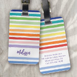 Rainbow Stripe Monogram Luggage Tag<br><div class="desc">Travel in style with this modern design</div>