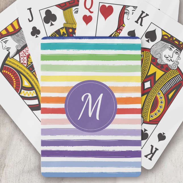 Rainbow Stripe Monogram Poker Cards (Creator Uploaded)