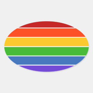 Rainbow Stripe Oval Sticker