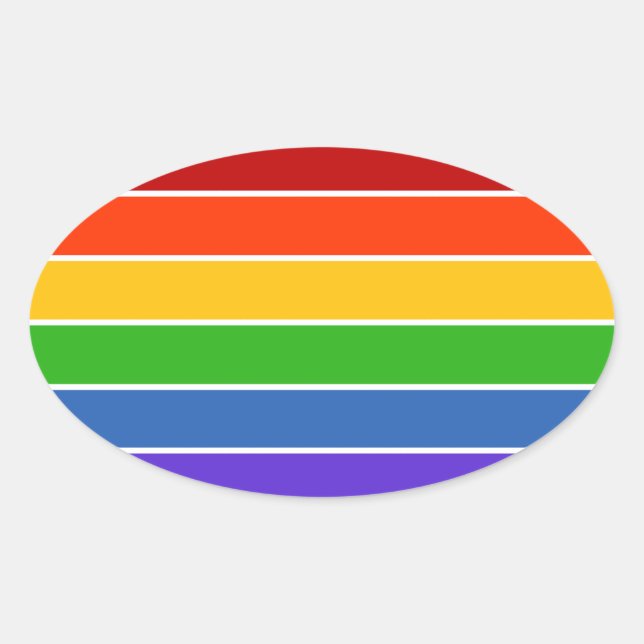 Rainbow Stripe Oval Sticker (Front)