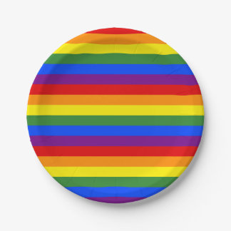Rainbow Stripe Pattern Pride Party Paper Plates